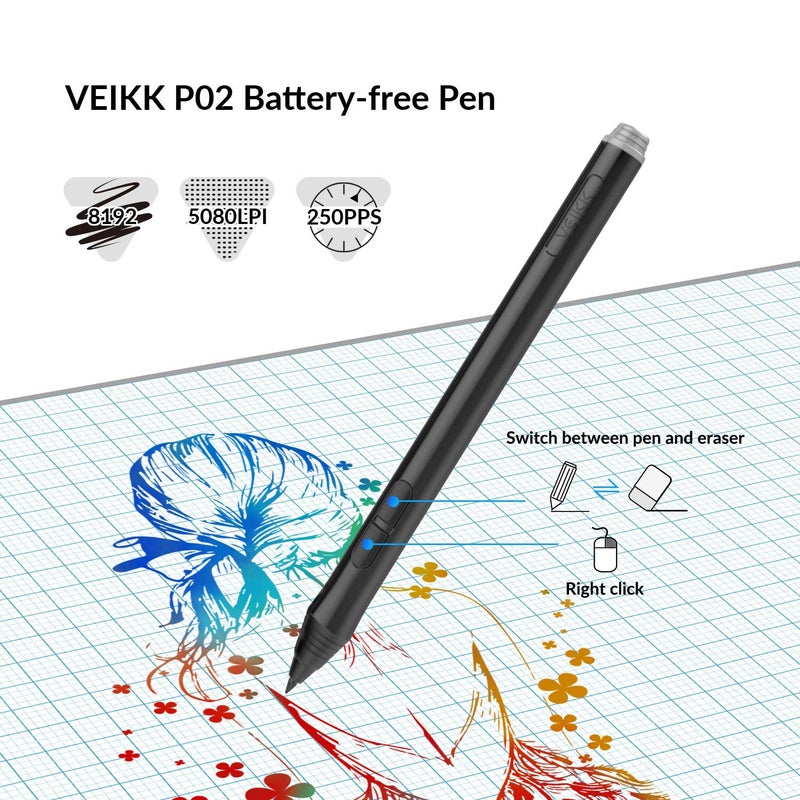 Veikk Digital Drawing Tablet VEIKK A15Pro Graphics Pen Tablet 10 x 6 Inch Graphics Tablet with 12 Shortcut Keys and 1 Quick Dial,Supports Tilt Function,for MAC/Win/Linux/Android OS (Blue) - Image 4